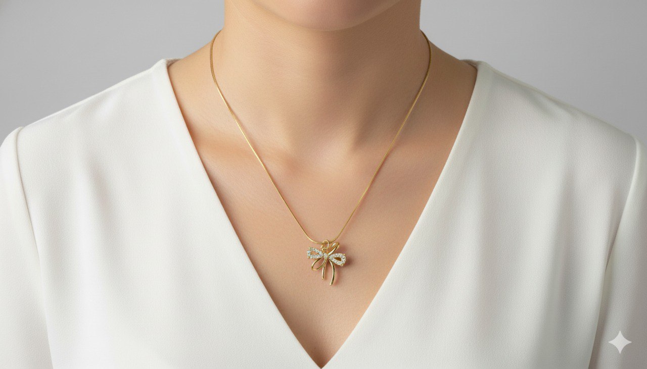 Diamond Bow Pendant