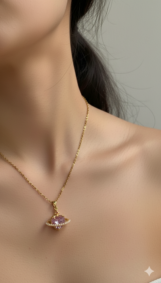 Pink Heart Pearl Pendant