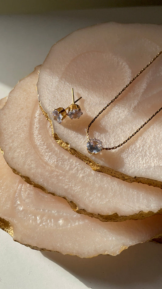 Crystal Pendant With Earrings