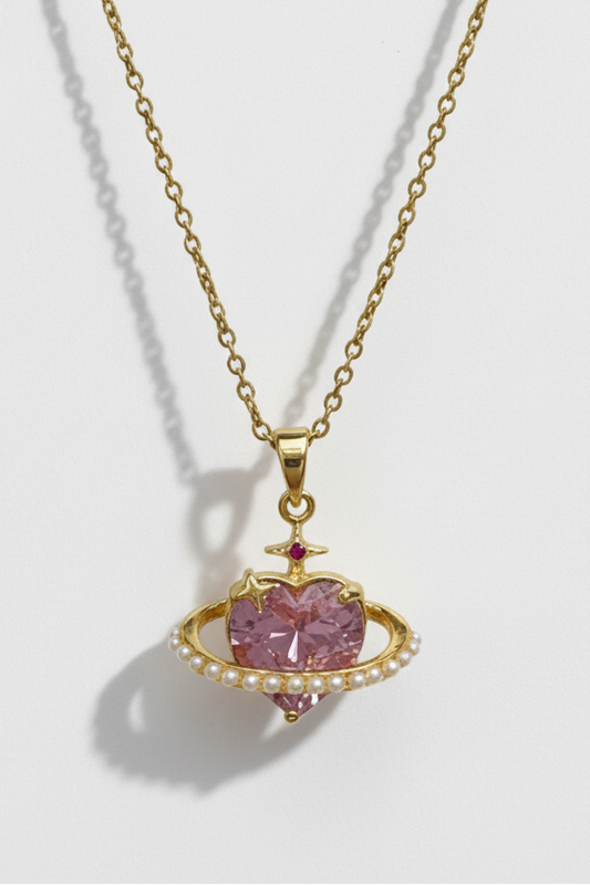 Pink Heart Pearl Pendant