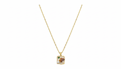 Enamel White Floral Pendant