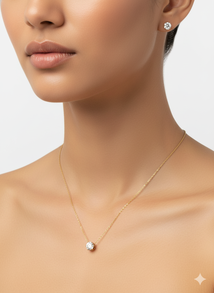 Crystal Pendant With Earrings